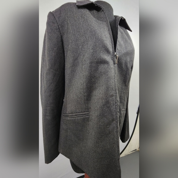 ❤️ WOMEN'S TALBOTS ZIP UP BLAZER / JACKET SIZE 14 - CHARCOAL GRAY - 100% WOOL ❤️ - Picture 8 of 12